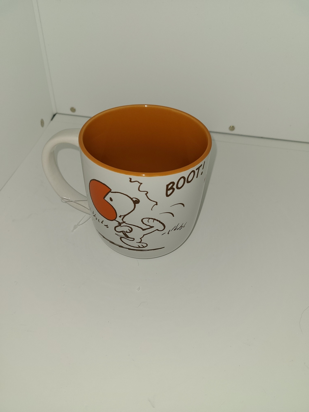 White & Orange Peanuts Fall Football Ceramic Snoopy Mug with Woodstock